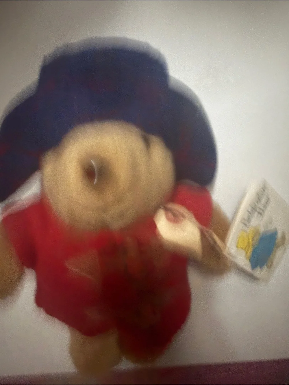 Classic Paddington-Style Plush Bear in Red Coat and Navy Hat